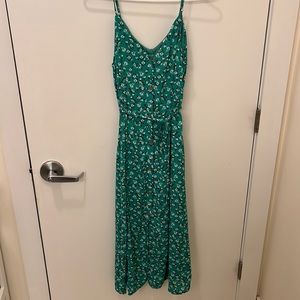 Green floral midi dress